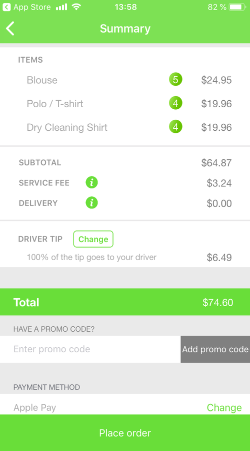 Native iOS app for a laundry delivery on-demand service screenshot 3